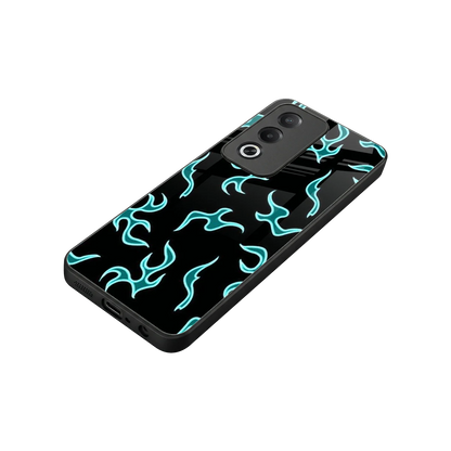 Lil Flames Black Blue stylish phone case for oppo a3 pro | glossy glass and slim fit