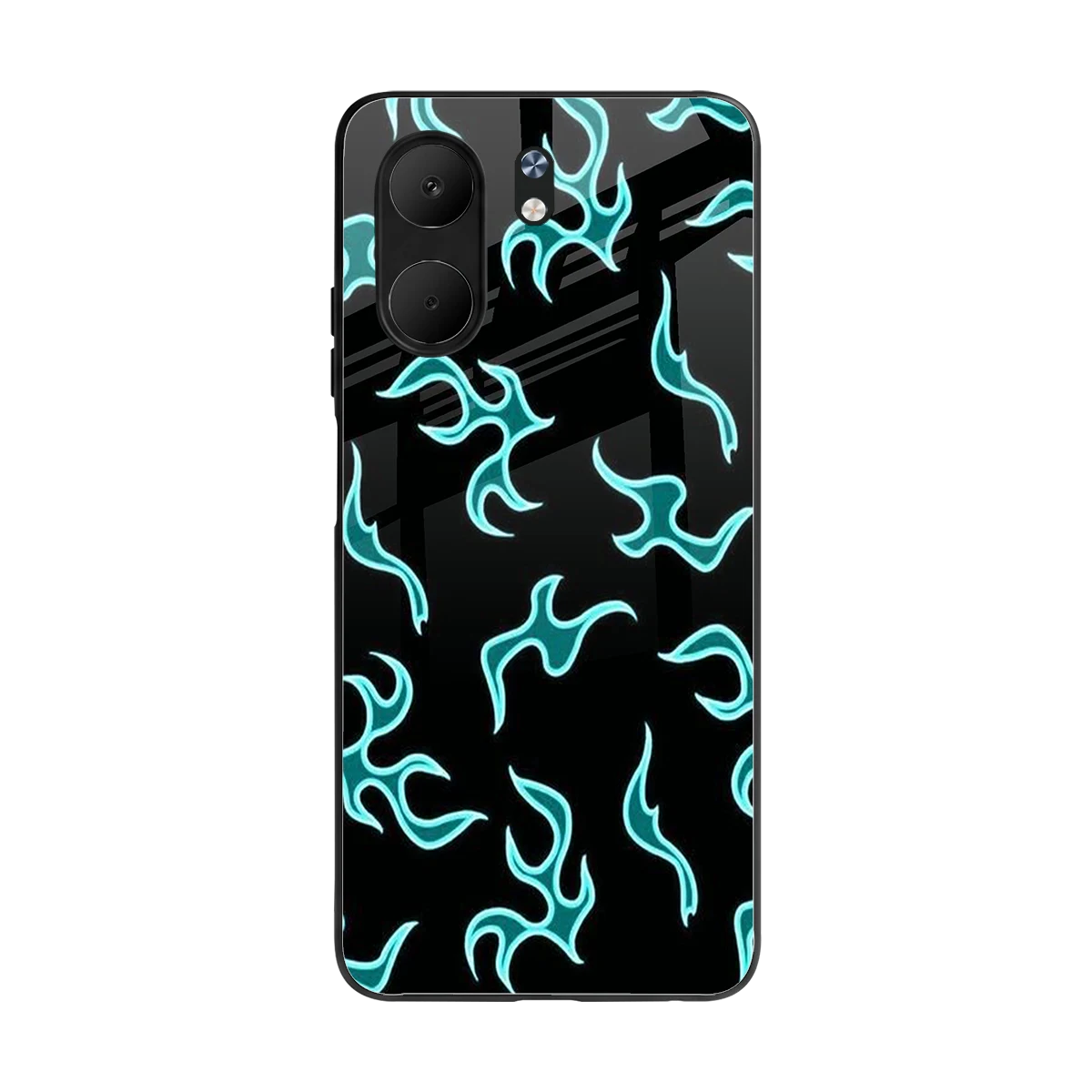 Lil Flames Black Blue back phone cover | glass case for oppo a5x 5g