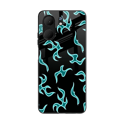 Lil Flames Black Blue back phone cover | glass case for oppo a5x 5g