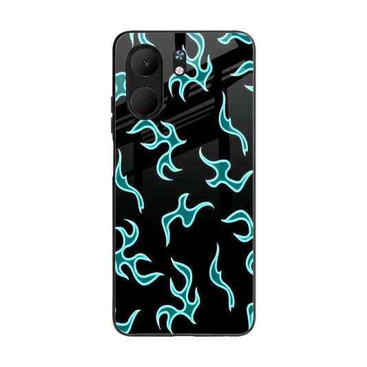 Lil Flames Black Blue back phone cover | glass case for oppo a5x 5g