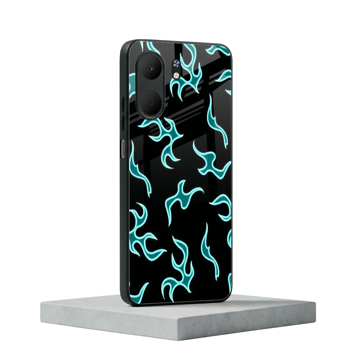 Lil Flames Black Blue oppo a5x 5g mobile cover | shockproof glass phone case