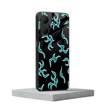 Lil Flames Black Blue oppo a5x 5g mobile cover | shockproof glass phone case