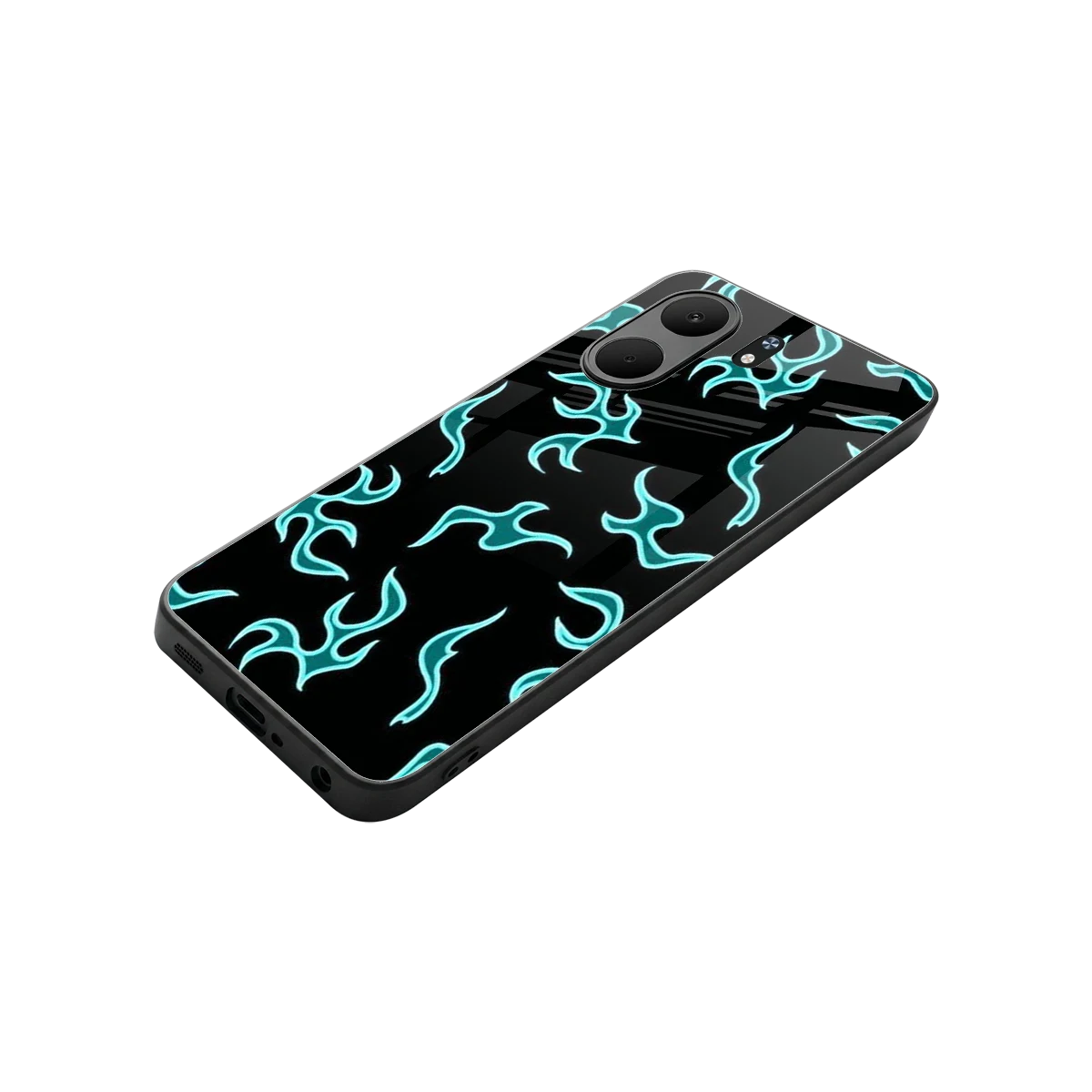 Lil Flames Black Blue stylish phone case for oppo a5x 5g | glossy glass and slim fit