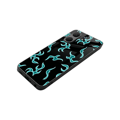 Lil Flames Black Blue stylish phone case for oppo a5x 5g | glossy glass and slim fit