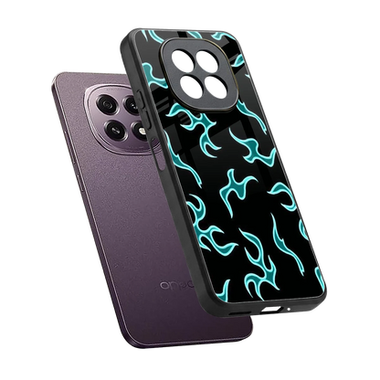 Lil Flames Black Blue sleek oppo f29 5g cover with tempered glass back and TPU edges
