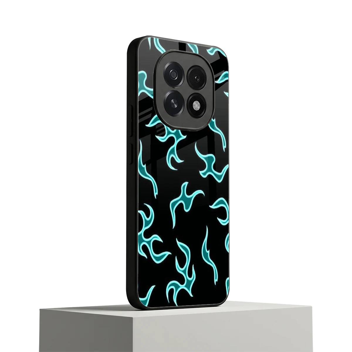 Lil Flames Black Blue oppo f29 5g mobile cover | shockproof glass phone case