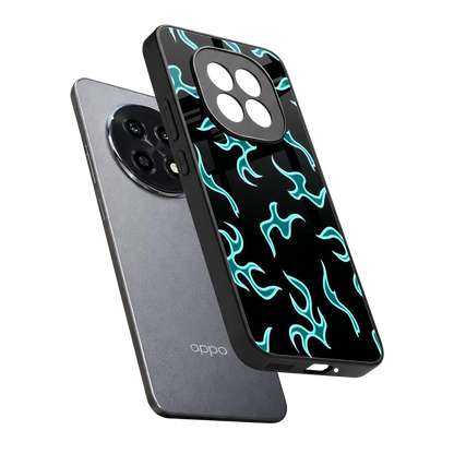 Lil Flames Black Blue sleek oppo f29 pro 5g cover with tempered glass back and TPU edges