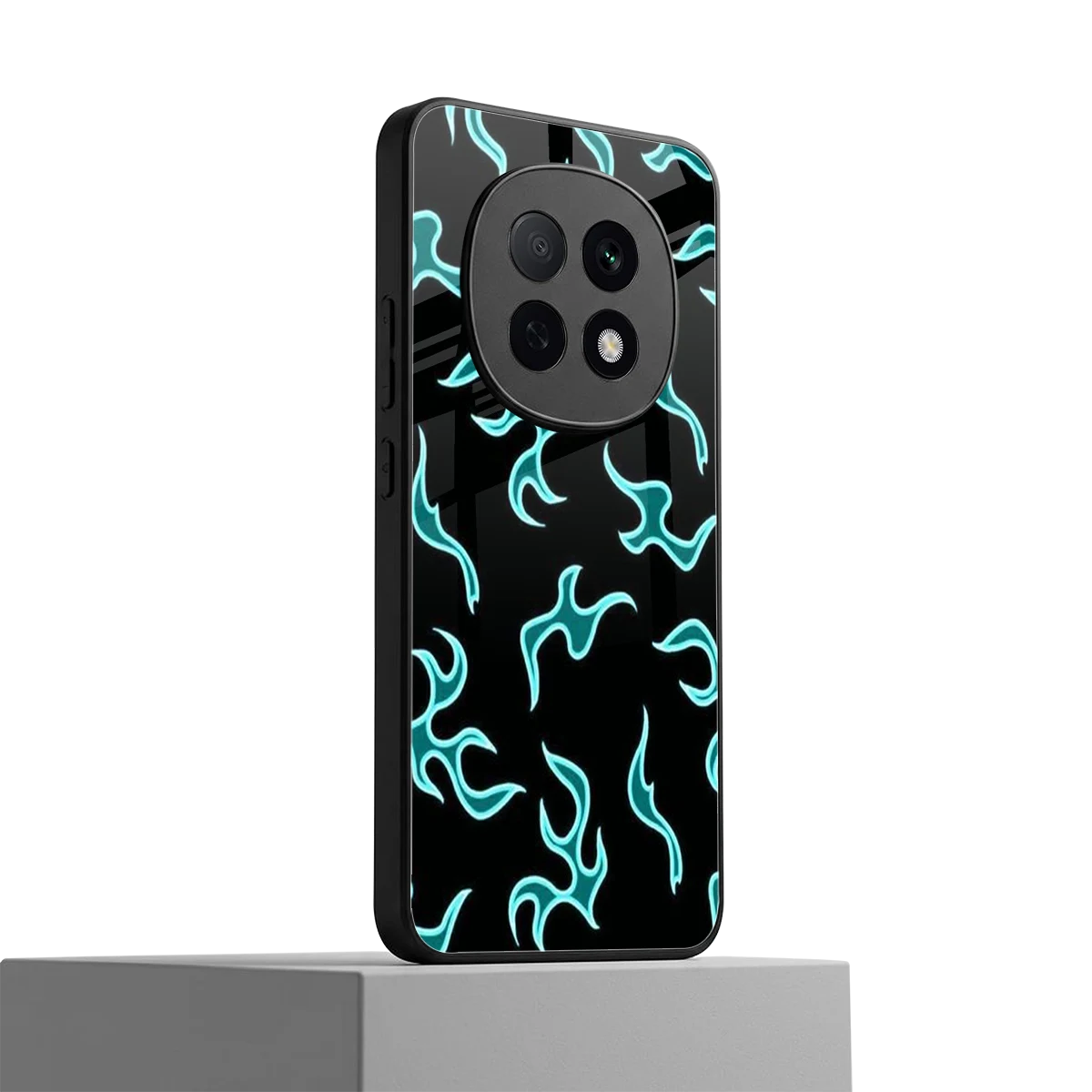 Lil Flames Black Blue oppo f29 pro 5g mobile cover | shockproof glass phone case
