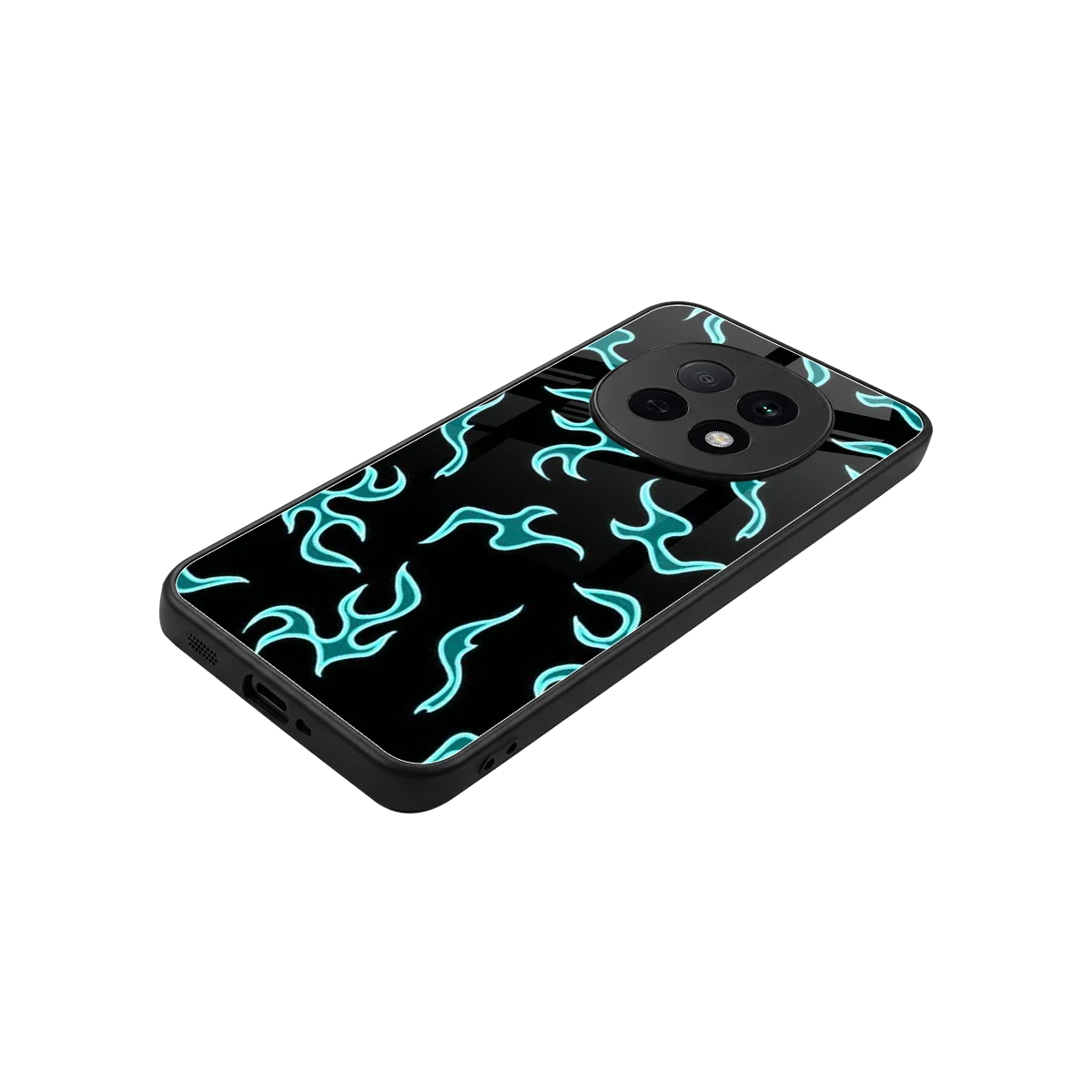 Lil Flames Black Blue stylish phone case for oppo f29 pro 5g | glossy glass and slim fit