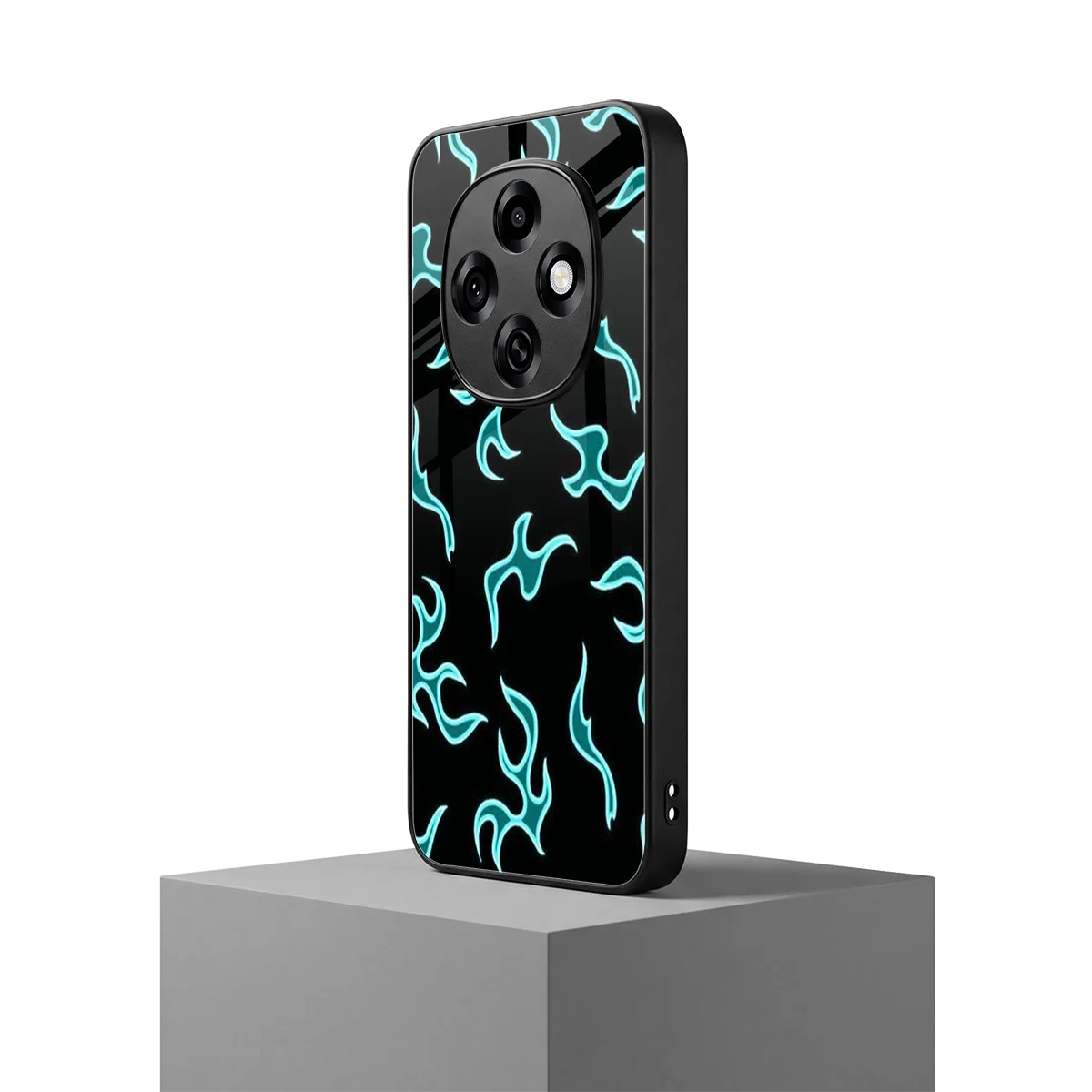 Lil Flames Black Blue oppo f31 pro 5g mobile cover | shockproof glass phone case