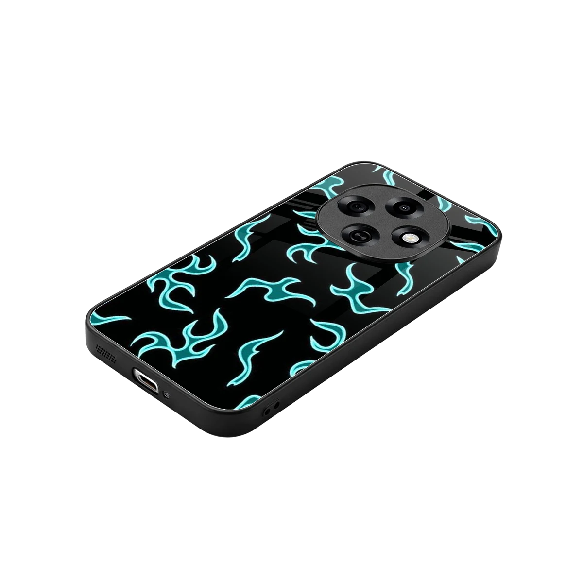 Lil Flames Black Blue stylish phone case for oppo f31 pro 5g | glossy glass and slim fit