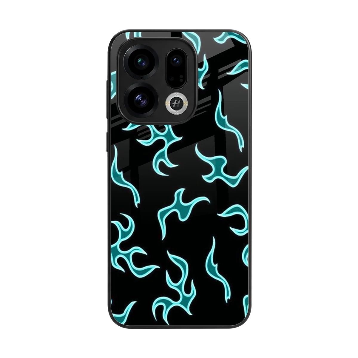 Lil Flames Black Blue back phone cover | glass case for oppo find x9