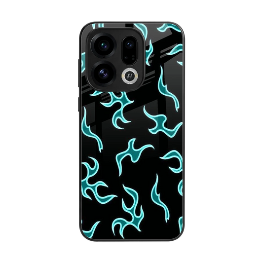 Lil Flames Black Blue back phone cover | glass case for oppo find x9