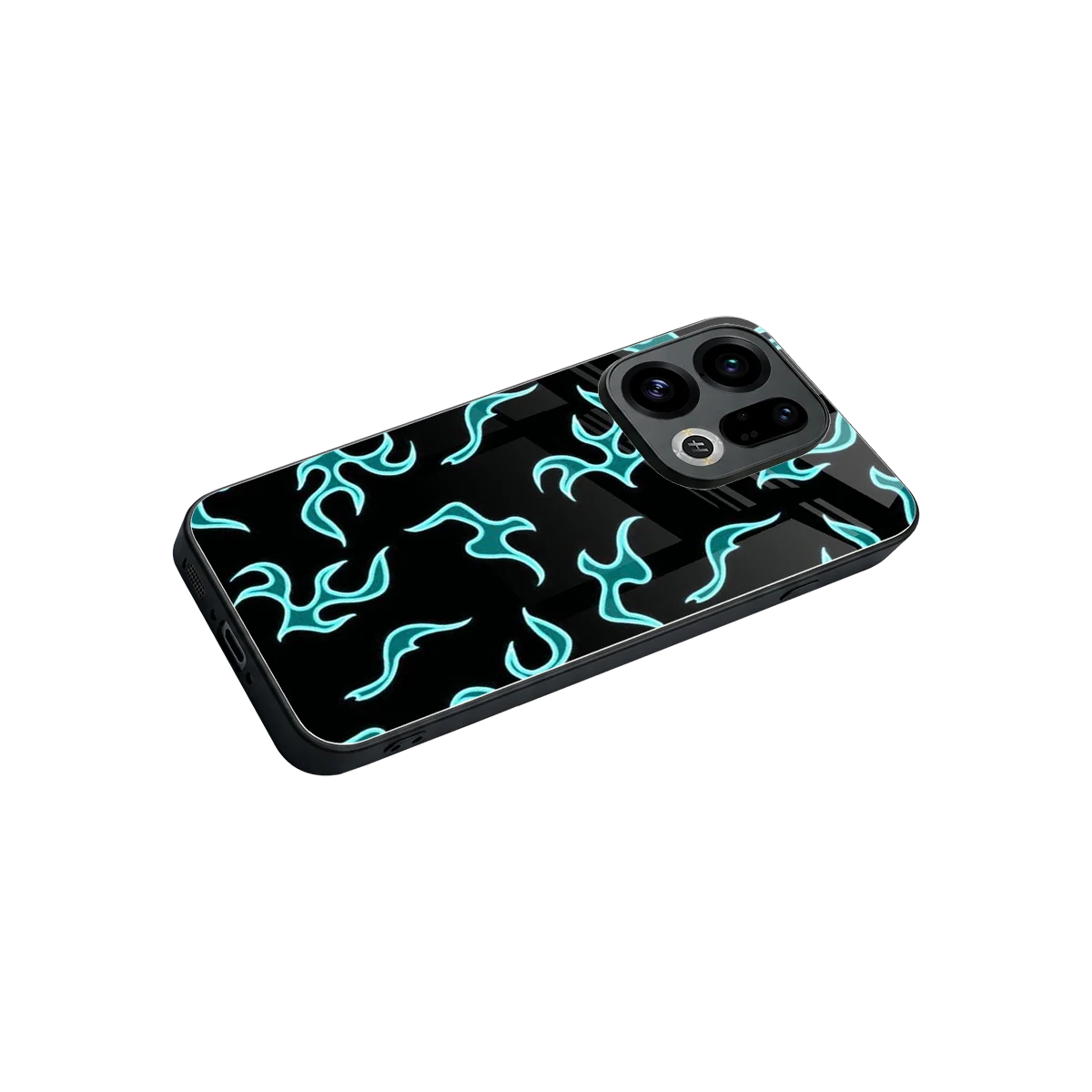 Lil Flames Black Blue stylish phone case for oppo find x9 | glossy glass and slim fit