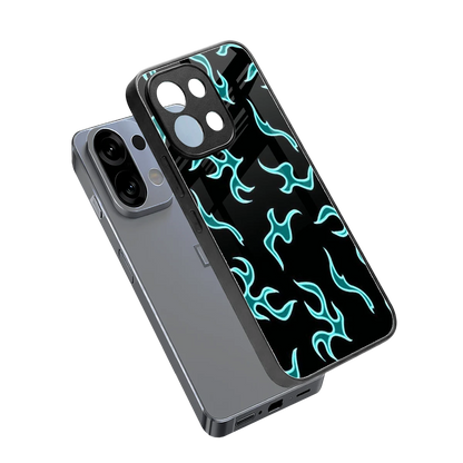 Lil Flames Black Blue sleek oppo k13 5g cover with tempered glass back and TPU edges