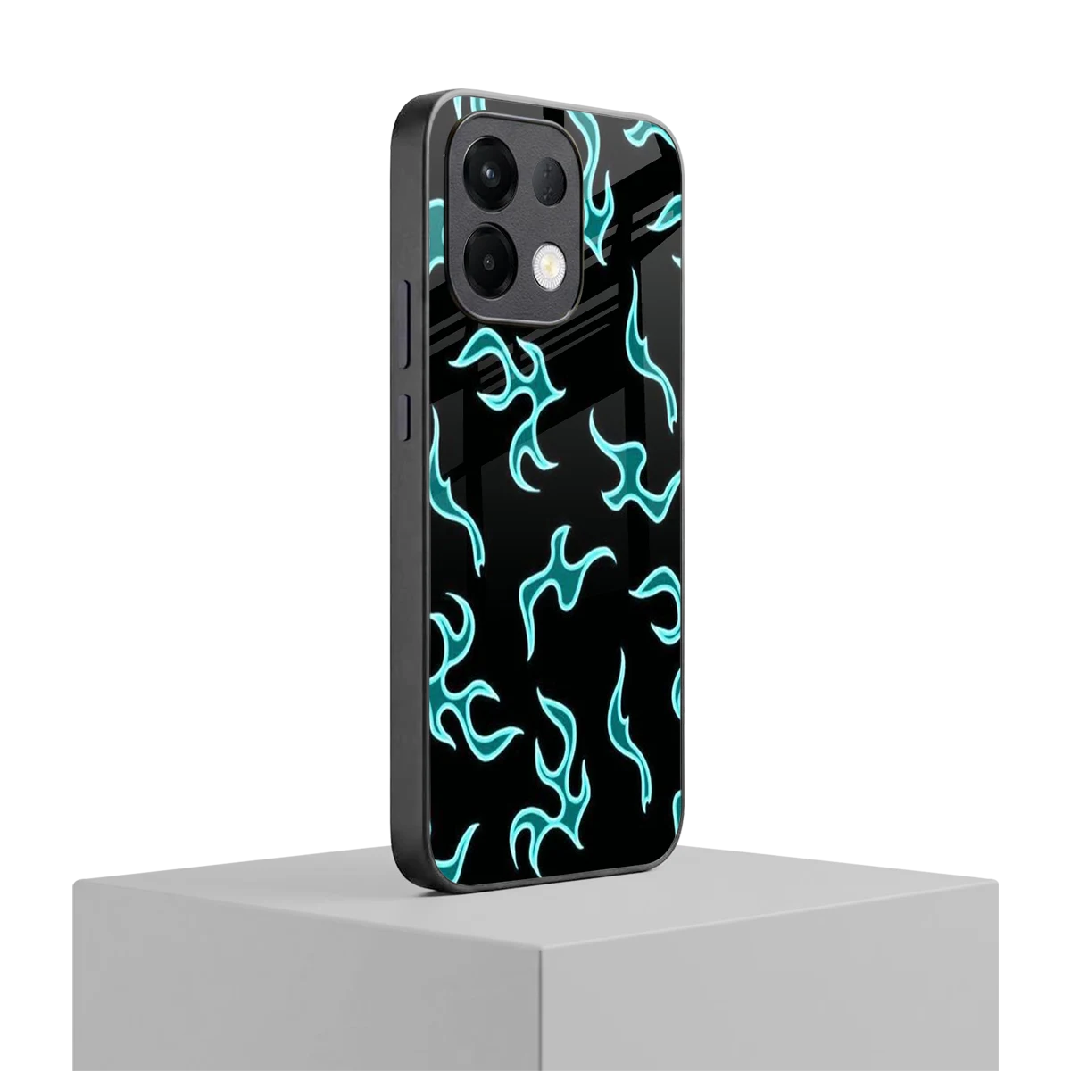 Lil Flames Black Blue oppo k13 5g mobile cover | shockproof glass phone case
