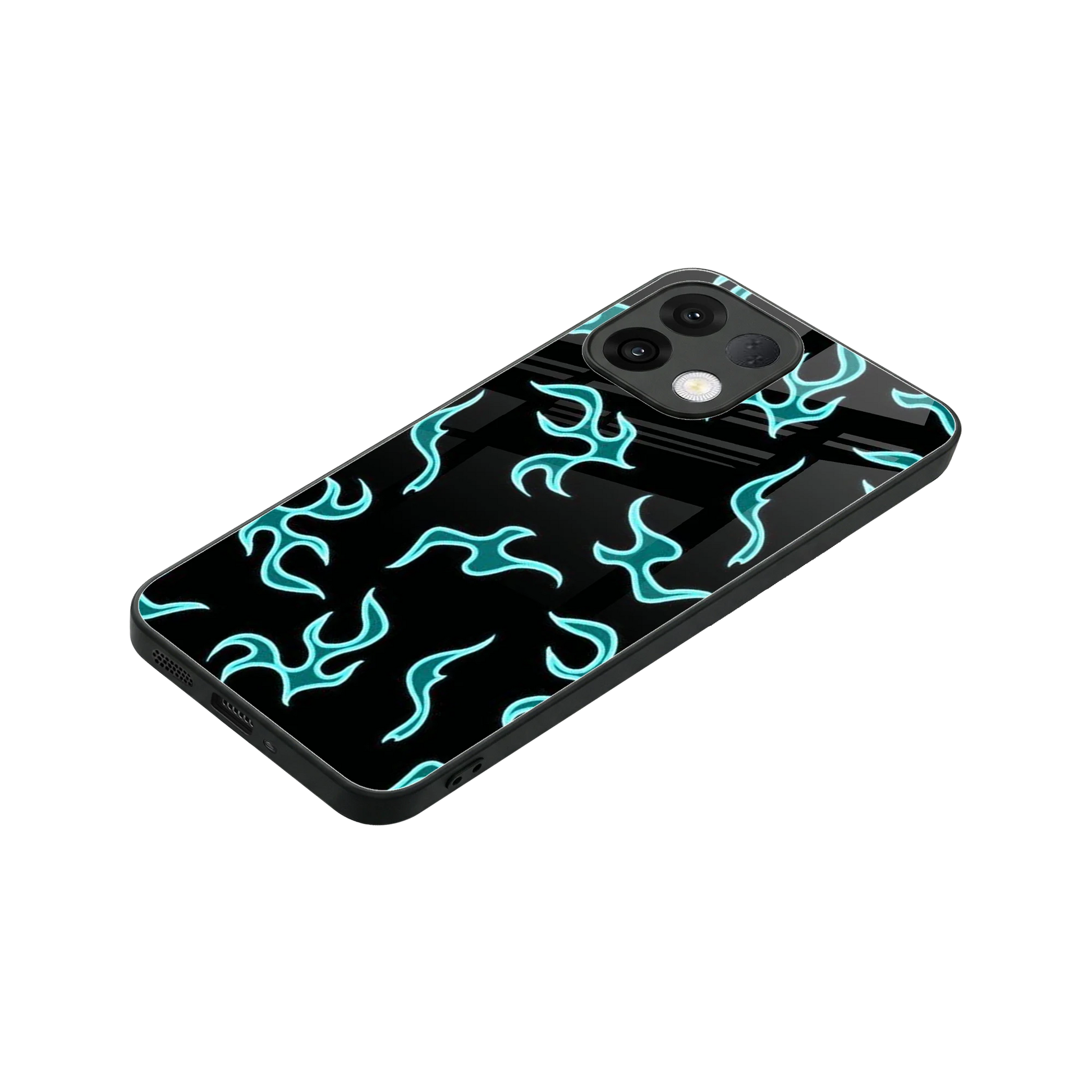 Lil Flames Black Blue stylish phone case for oppo k13 5g | glossy glass and slim fit