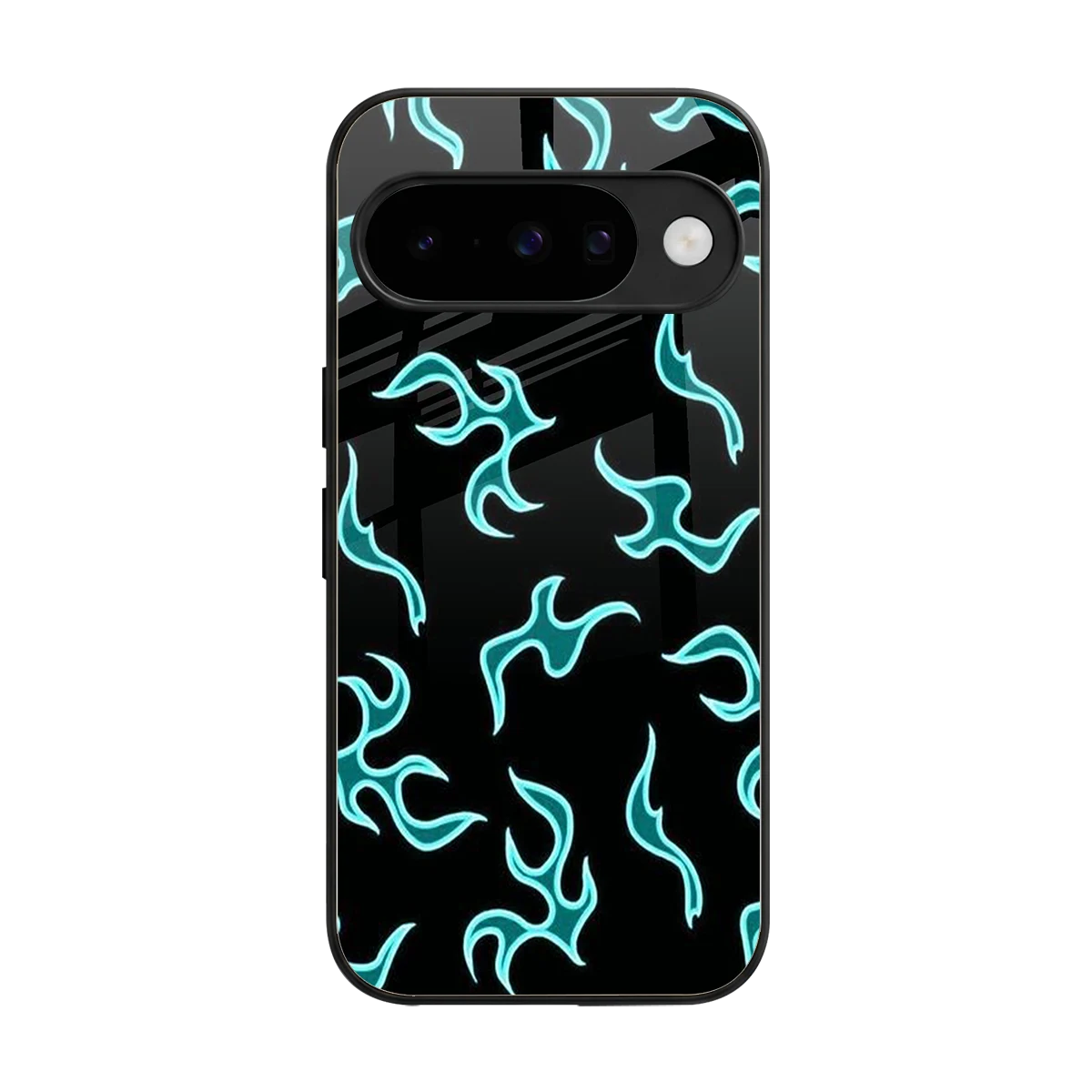 Lil Flames Black Blue back phone cover | glass case for google pixel 10