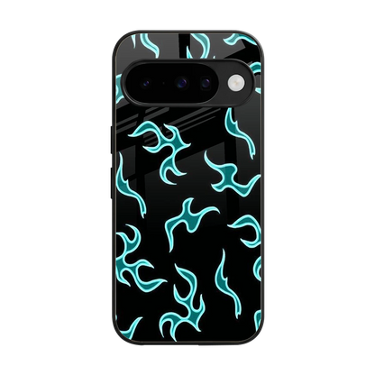Lil Flames Black Blue back phone cover | glass case for google pixel 10