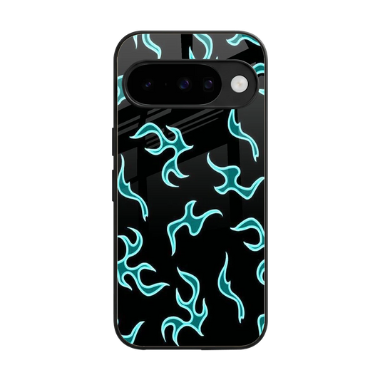 Lil Flames Black Blue back phone cover | glass case for google pixel 10