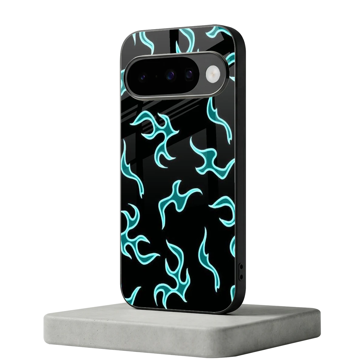 Lil Flames Black Blue google pixel 10 mobile cover | shockproof glass phone case