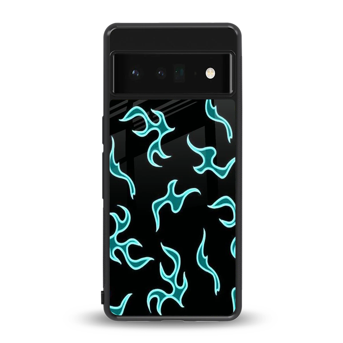 Lil Flames Black Blue back phone cover | glass case for google pixel 6 pro