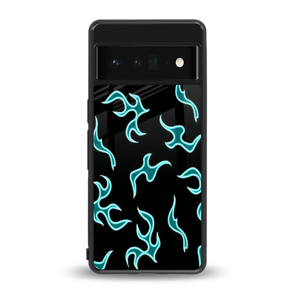 Lil Flames Black Blue back phone cover | glass case for google pixel 6 pro