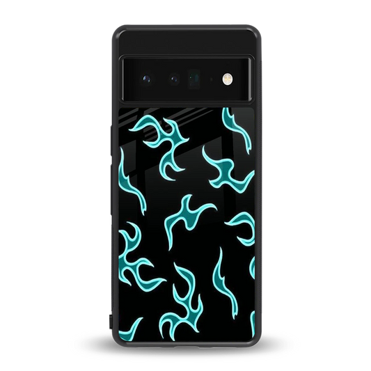Lil Flames Black Blue back phone cover | glass case for google pixel 6 pro