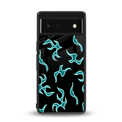 Lil Flames Black Blue back phone cover | glass case for google pixel 6a