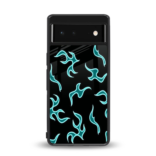 Lil Flames Black Blue back phone cover | glass case for google pixel 6a