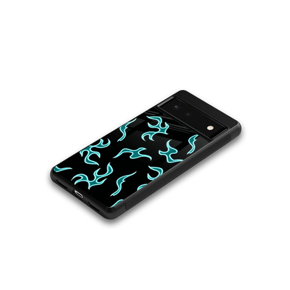 Lil Flames Black Blue google pixel 6a mobile cover | shockproof glass phone case