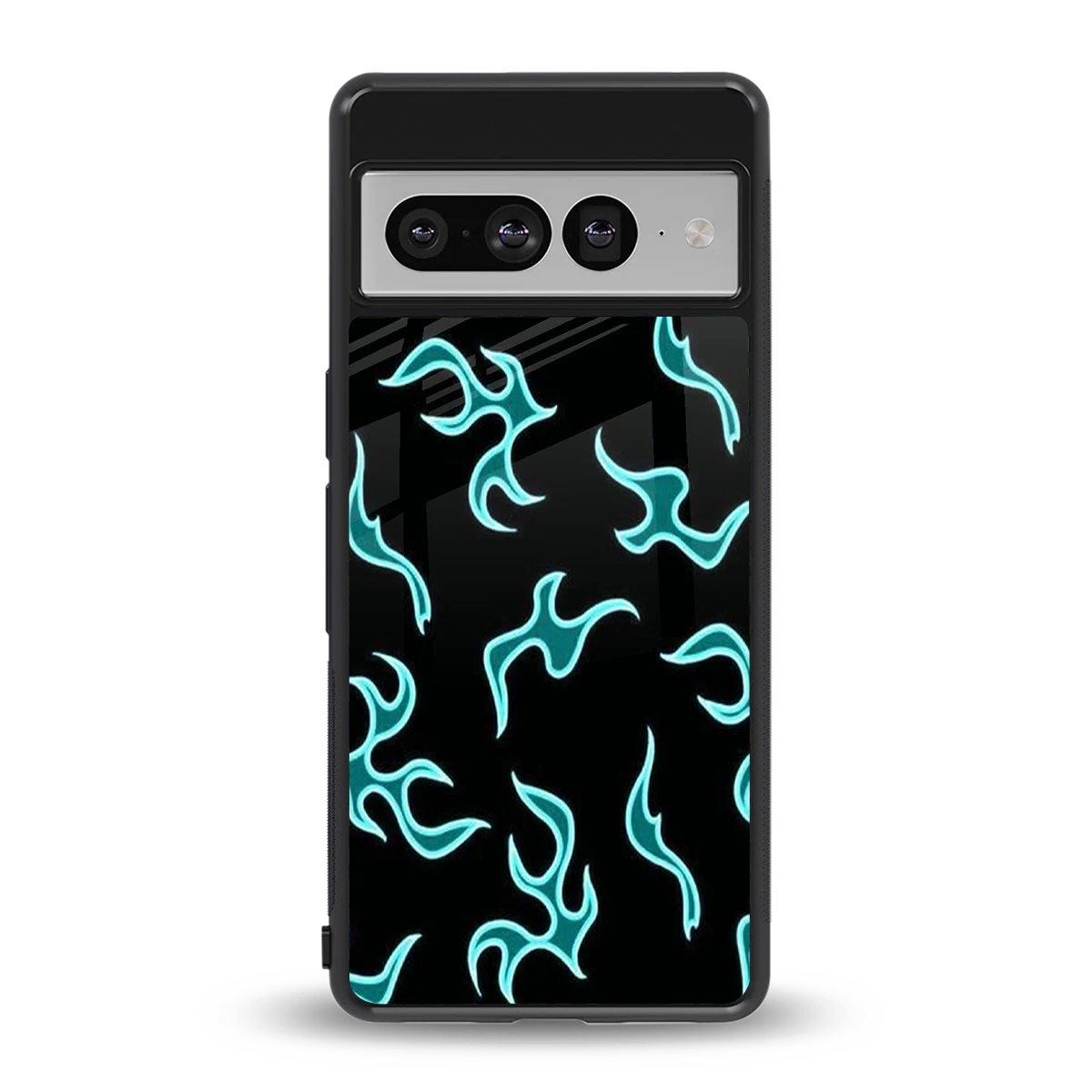 Lil Flames Black Blue back phone cover | glass case for google pixel 7 pro