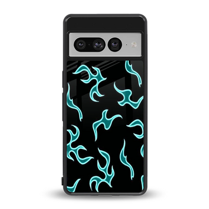 Lil Flames Black Blue back phone cover | glass case for google pixel 7 pro