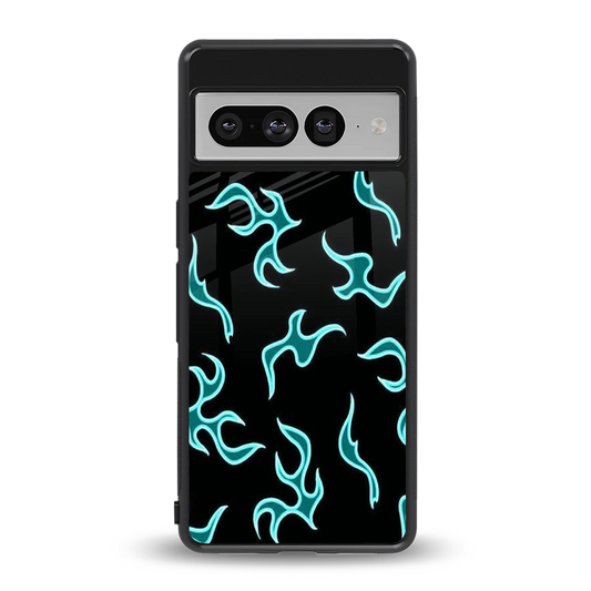 Lil Flames Black Blue back phone cover | glass case for google pixel 7 pro