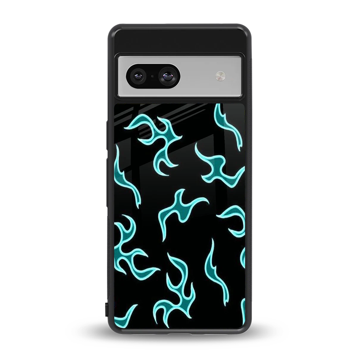 Lil Flames Black Blue back phone cover | glass case for google pixel 7a