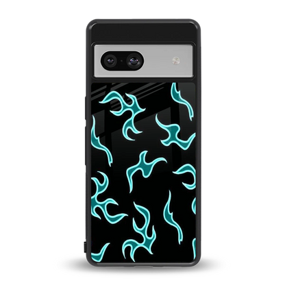 Lil Flames Black Blue back phone cover | glass case for google pixel 7a