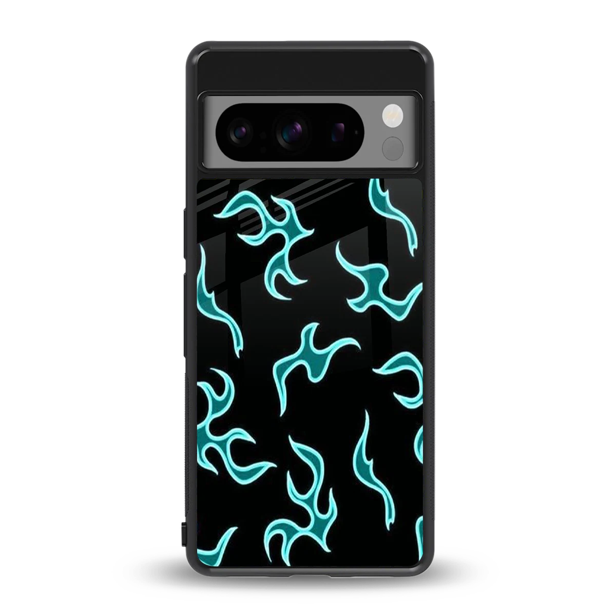 Lil Flames Black Blue back phone cover | glass case for google pixel 8 pro
