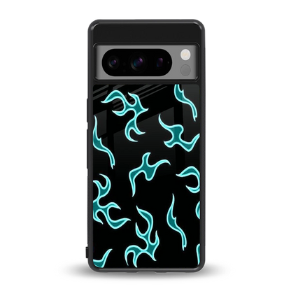 Lil Flames Black Blue back phone cover | glass case for google pixel 8 pro