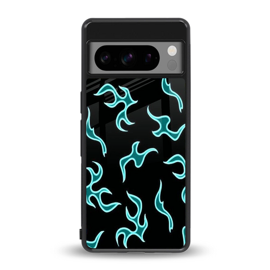 Lil Flames Black Blue back phone cover | glass case for google pixel 8 pro