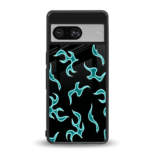 Lil Flames Black Blue back phone cover | glass case for google pixel 8