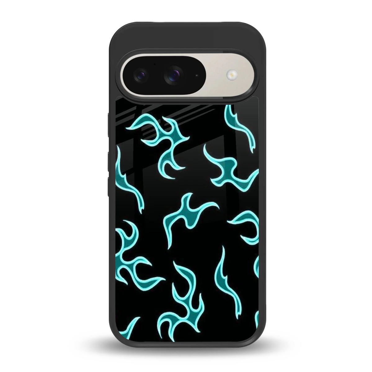 Lil Flames Black Blue back phone cover | glass case for google pixel 9