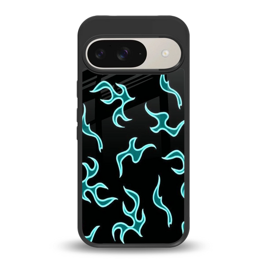 Lil Flames Black Blue back phone cover | glass case for google pixel 9