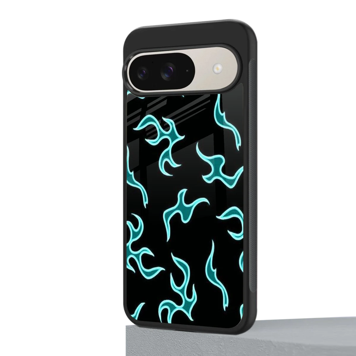 Lil Flames Black Blue google pixel 9 mobile cover | shockproof glass phone case