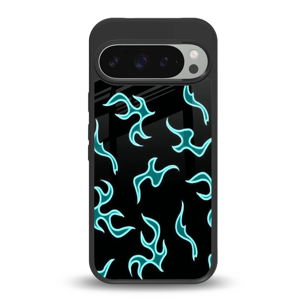 Lil Flames Black Blue back phone cover | glass case for google pixel 9 pro