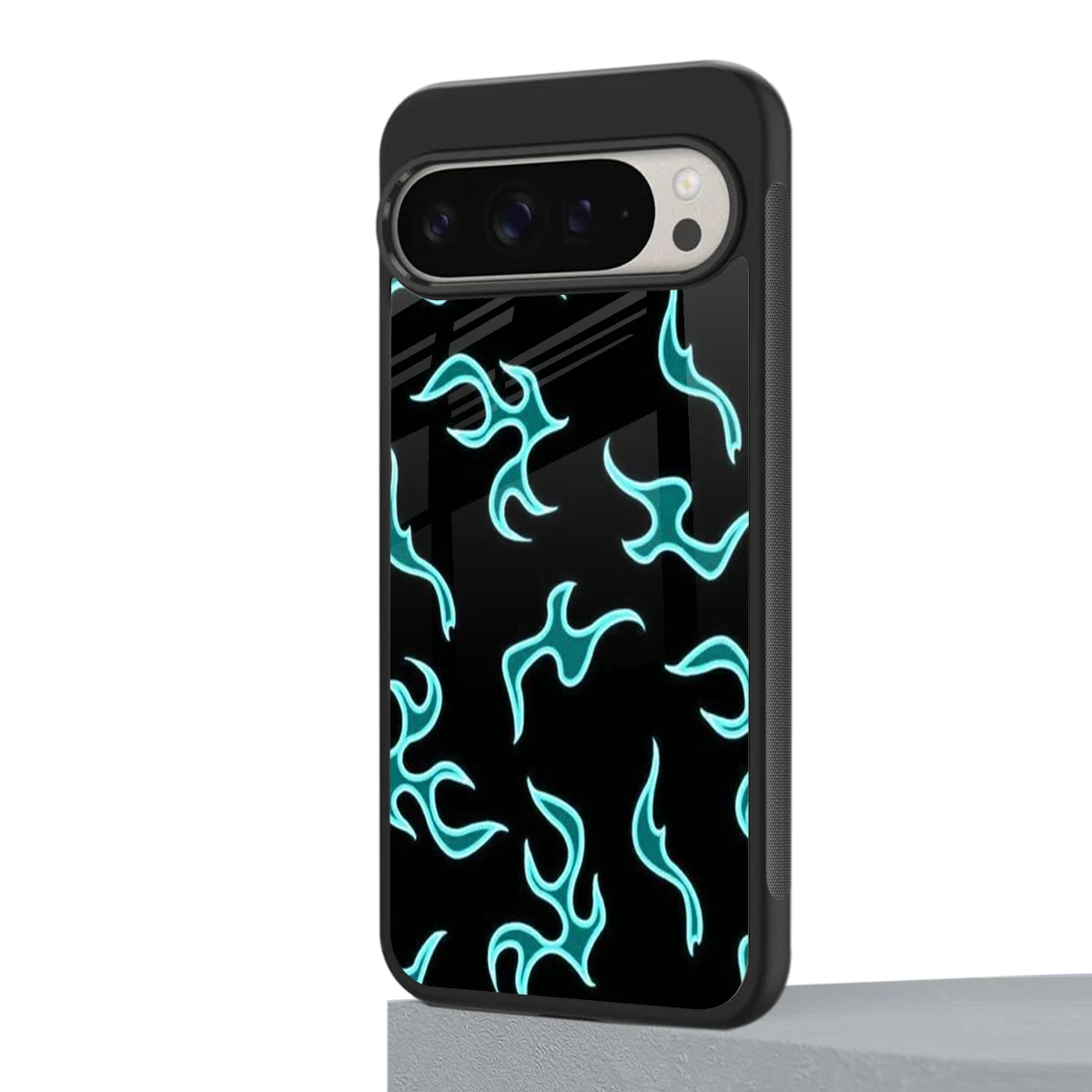 Lil Flames Black Blue google pixel 9 pro mobile cover | shockproof glass phone case