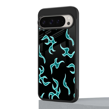 Lil Flames Black Blue google pixel 9 pro mobile cover | shockproof glass phone case