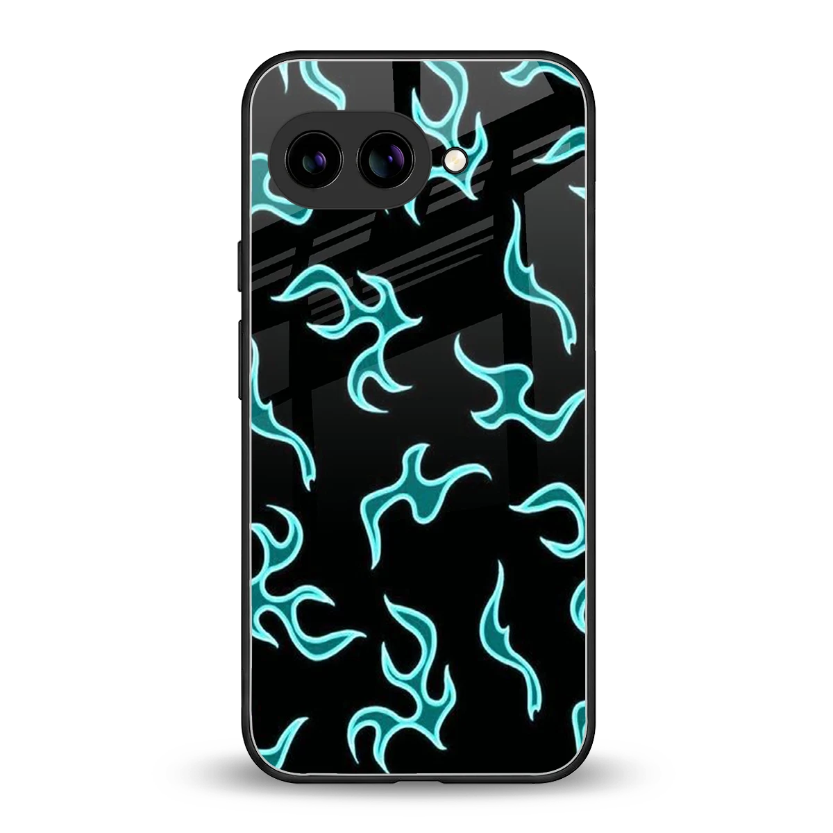 Lil Flames Black Blue back phone cover | glass case for google pixel 9a