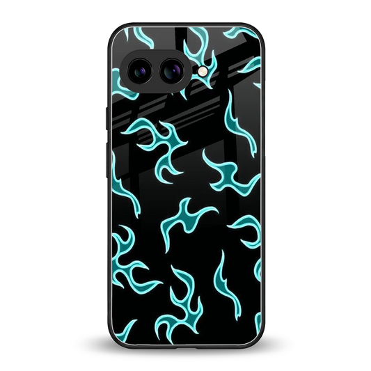 Lil Flames Black Blue back phone cover | glass case for google pixel 9a