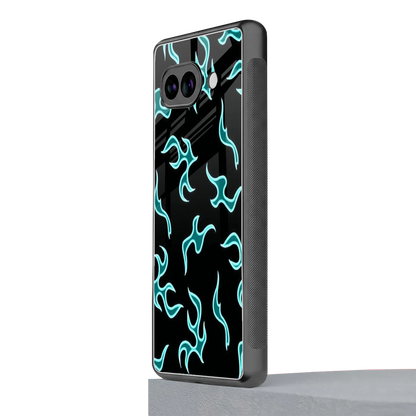 Lil Flames Black Blue google pixel 9a mobile cover | shockproof glass phone case