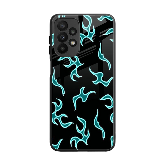 Lil Flames Black Blue back phone cover | glass case for samsung galaxy a23